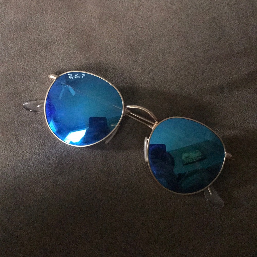 ray ban blue mirror round polarized